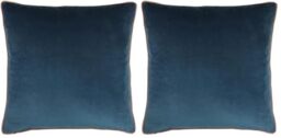 Paoletti Meridian Cushion Cover – Velvet Piped Luxury Decor (Petrol/Blush - 55 x 55 cm) (Pack of 2)