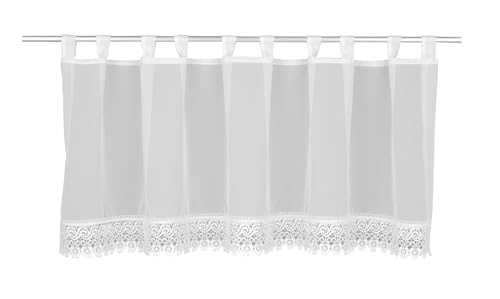 Gardinia Bistro Curtain Voile Lace Trim White 140 x 45 cm