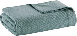 "Madison Park Soft Certified 100% Egyptian Cotton Breathable Cozy Blanket, Premium Waffle Knit Classic Design, Luxury All Season Lightweight Cover for Bed, Couch and Sofa, Teal King(108""x90"")"