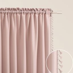 ROOM99 Lara Curtain with Ruffle Tape, 140 x 250 cm, Width x Height Sliding Curtains, Modern Curtain, Living Room, Bedroom, Powder Pink, Pack of 1