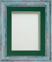 Frame Company Lynton Rustic Blue Photo Frame with Bottle Green Mount, 9x7 for 8x6 inch, fitted with perspex