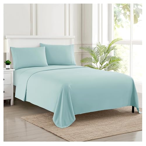 Sweet Home Collection 1800 Thread Count Soft Egyptian Quality Brushed Microfiber Luxury Bedding Set with Flat, Fitted Sheet, 2 Pillow Cases, King, Light Blue