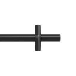 Umbra Trinity Pin-Point D25 mm Curtain Rod 107–305 cm, Matte Black, Steel, No-Drill Installation, Modern Geometric Design