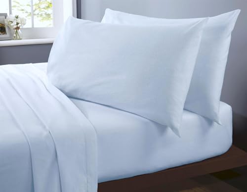 Rapport Home Microfibre Blue Single Sheet Set Soft Bedding Set Luxury Easy Care Non-Iron Bedding