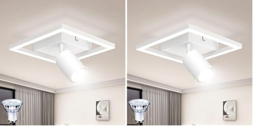 Dehobo Led Ceiling Light, Matt White Ceiling Light 18W with Spotlight Adjustable, Modern Spot Lights Ceiling Neutral White 4000K for Hallway Kitchen Bedroom Living Room, 5W GU10 Bulb Included