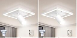 Dehobo Led Ceiling Light, Matt White Ceiling Light 18W with Spotlight Adjustable, Modern Spot Lights Ceiling Neutral White 4000K for Hallway Kitchen Bedroom Living Room, 5W GU10 Bulb Included