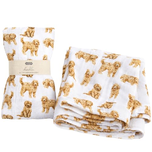 "Mud Pie Golden Doodle Print Baby Swaddle Blanket, 47"" x 47"","