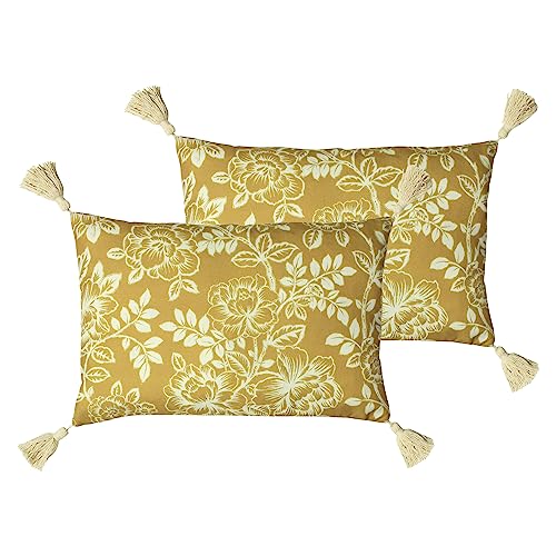 Paoletti Somerton Feather Filled Cushions Twin Pack, Honey, 35 x 50cm