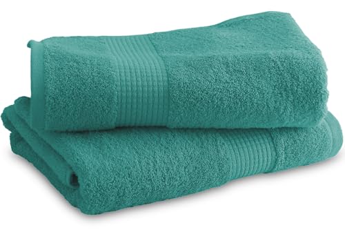 Le linge de Jules Set of 2 Shower Towels 70 x 130 cm – 100% Cotton – 450 g/m² – Lagoon Green