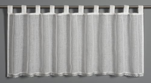 Gardinia Bistro Curtain Lace Trim White 135 x 45 cm