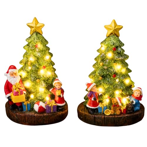 Christmas Tree Figure Prelit 15cm Battery Operated Table Top Xmas DΓ©cor