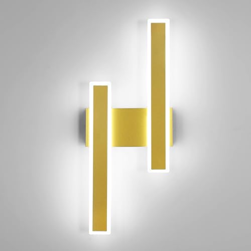 Comely LED Wall Sconce Lights Indoor, 32W Modern Acrylic Wall Lamp Cool White 6500K, Gold Indoor Bedside Light for Bedroom Living Room Hallway Corridor