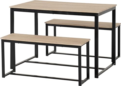 Seconique Lincoln 1+2 Dining Bench Set in Sonoma Oak Effect/Black
