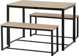Seconique Lincoln 1+2 Dining Bench Set in Sonoma Oak Effect/Black