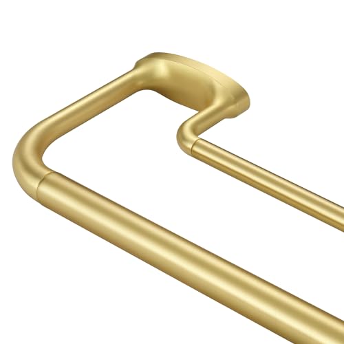 "Mayrhyme Double Curtain Rods, Wrap Around Curtain Rod for Windows, Internal Splicing 1'' Front and 5/8'' Back Adjustable Curtain Rod with Aluminum Finials and Brackets (Brass, 28-120"")"