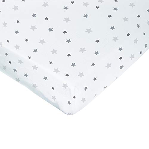Poyetmotte Waterproof Fitted Sheet, 60 x 120 cm, Gray Stars
