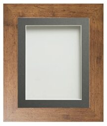 Frame Company Watson Rustic Picture Photo Frame fitted with Perspex, A2 with Grey Mount for image size A3