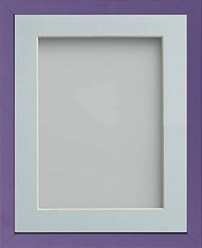 Frame Company Jellybean Range Purple Wooden 8x8 inch Picture Photo Frame with Light Blue Mount for Image 5x5 inch * Choice of Colours & Sizes* Fitted with Perspex