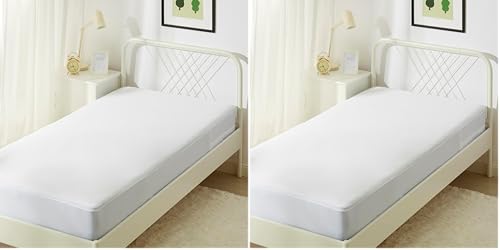 Amazon Basics Zippered Mattress Encasement Cover - Waterproof & Bed Bug Proof Mattress Protector, Single Bed, 90 x 190 x 30 cm, White (Pack of 2)