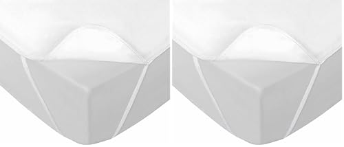 douceur d'intérieur, Shelly Waterproof Mattress Protector with Elastic Bands (160 x 200 cm) White with TPU Sponge (Pack of 2)