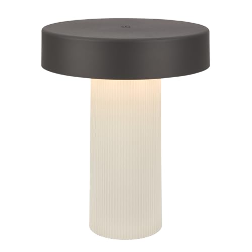 BRILONER - Rechargeable LED Table Lamp, Stepless Touch Dimmer, IP44, USB-C Charging, Replaceable Battery, Night Light, Bedside Lamps, Battery Lamp, 16 x 20 cm, Off White Anthracite