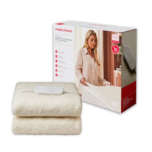 Morphy Richards EverCosy Premium Fleece Heated Electric Under Blanket, Teddy, Single, 150x70cm, 9 Settings, Adjustble Timer, 1p/hour Cost, Machine Washable, 600020, Cream