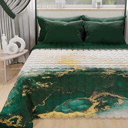 PETTI Artigiani Italiani - Summer Double Bedspread 260 x 270 cm 100 g/m² Double Sided Spring Quilt Lightweight Emerald Marble 100% Made in Italy