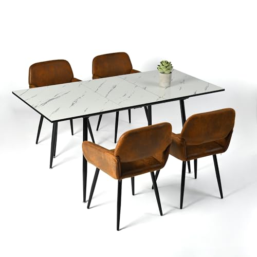 39F Furniture Dream Rectangular Dining Set with 4 Chairs - Set of 4 Chairs with Kitchen Table and Dining Room