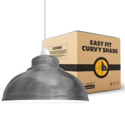 LEDSone Ceiling Light Shade, Vintage Metal 29cm Curvy Shaped Lamp Shades Easy fit Ceiling Pendant Lightshade for Living Rooms bedrooms Living Room Kitchen Dining Room Cafe Restaurant (Satin Nikel)