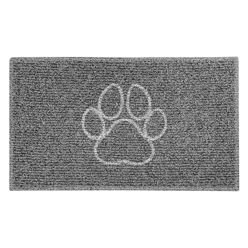 Nicoman PAW Embossed Shape Door Mat-Trapper Jet-Washable Doormat-(Use Indoor or Sheltered Outdoor), Medium (75x44cm), Black with Grey