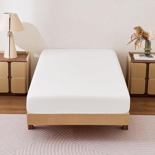 Sonvie Bamboo King Fitted Sheets 2 Pack, Deep Pocket 35cm, Bedding White