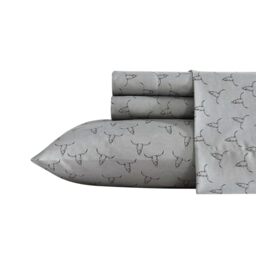 Wrangler Silky & Lightweight Bedding Set, Western Home Decor, Oeko-Tex Certified, Polyester, Steer Skulls Grey, King