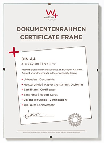 walther Design Picture frame clear Glass21 x 29,7 cm (DIN A4) document frame 3-Pack, frameless Picture holder RB130K3