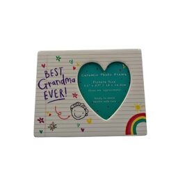 Scribbles Ceramic Photo Frame - Grandma, White