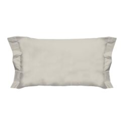 PENSIERI DELICATI Pair of Pillowcases 52 x 82 cm with Two Shuttlecocks Finish in Plain Colour, Made in 100% Cotton, Made in Italy, Cream