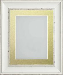 Frame Company Brooke Antique White Photo Frame, Gold Mount, A4 for 10x6 inch, fitted with perspex
