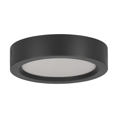 Eglo LED Ceiling Light Fixture Idun-E, Round Hallway lamp, Flush Mount Bedroom Lighting, Black Plastic, Warm White, Ø 16 cm