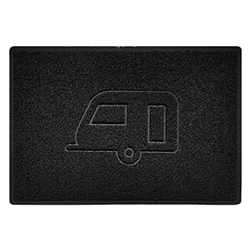 Nicoman CARAVAN Embossed Shape Door Mat Dirt-Trapper Washable Barrier Doormat-(Use Indoor or Sheltered Outdoor)-(90x60cm/3x2ft,Large) Black