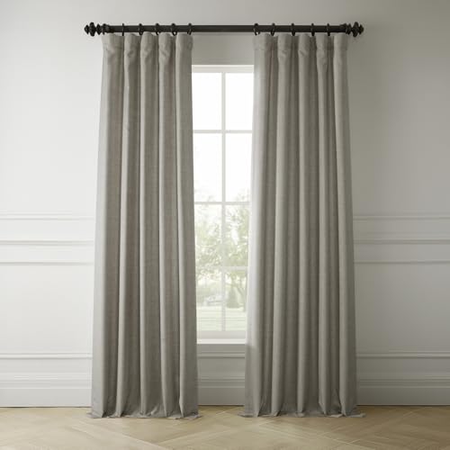 HPD Half Price Drapes Italian Faux Linen Curtains 108 Inches Long Room Darkening Curtains for Bedroom and Living Room 50 X 108, (1 Panel), Taupe Grey