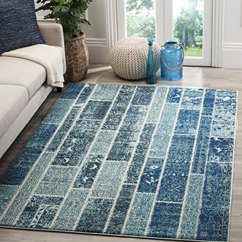 Safavieh Boho Chic Indoor Woven Rectangle Area Rug, Monaco Collection, MNC216, in Blue / Multi, 201 X 279 cm for Living Room, Bedroom or Any Indoor Space