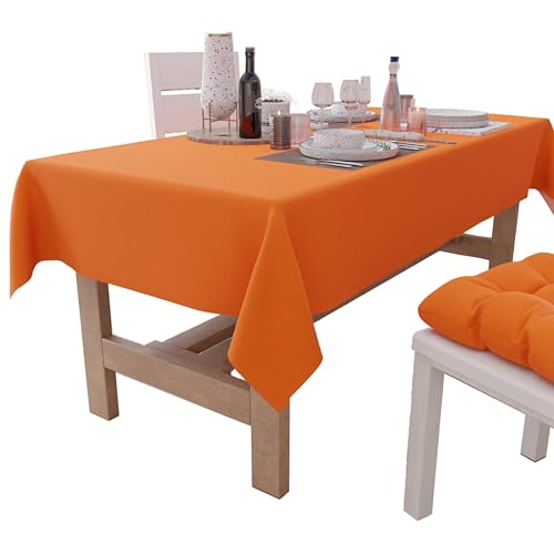 PETTI Artigiani Italiani - Tablecloth, Table Cloth, Kitchen Tablecloth in Cotton Plain Orange Design X18 Seater (140 x 360 cm) 100% Made in Italy