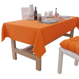 PETTI Artigiani Italiani - Tablecloth, Table Cloth, Kitchen Tablecloth in Cotton Plain Orange Design X18 Seater (140 x 360 cm) 100% Made in Italy