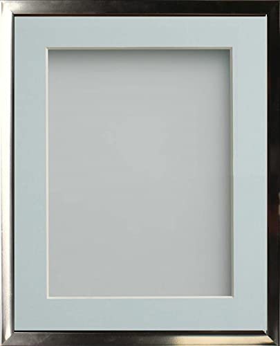 Frame Company Drayton Range Chrome Effect Photo Frame with Light Blue Mount, 20x16 for image size A3