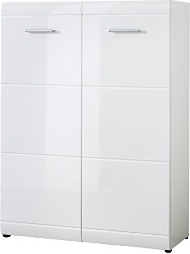 Germania Shoe cabinet 3524-84 GW-Adana, in White, Fronts high gloss with groove milling, space for up to 24 pairs of shoes, 90 x 120 x 36 cm (WxHxD)