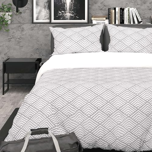 Intemporel Soleil d'Ocre 3D Microfibre Duvet Cover Set 260 x 240 cm Laya Grey