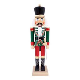 The Christmas Workshop 81560 Wooden Nutcracker Soldier / 50cm Tall/Red & Green Coloured Nutcracker Christmas Decoration