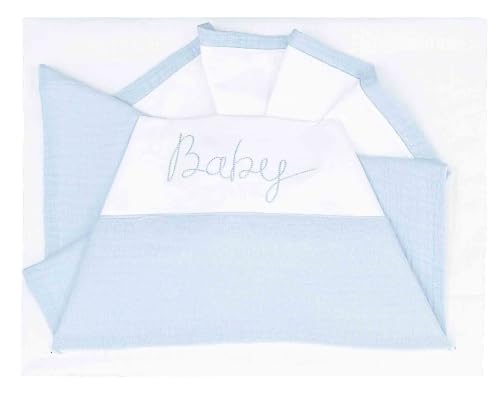 ANDY & HELEN?? Cot and Pram Fitted Sheet 3 Piece Set: Top Sheet, Fitted Sheet and Pillowcase, 100% Cotton, Light Blue