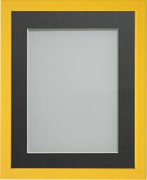 Frame Company Jellybean Range Mustard Yellow Wooden 8x6 inch Picture Photo Frame with Grey Mount for Image 6x4 inch * Choice of Colours & Sizes* Fitted with Perspex