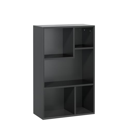 VECELO 3 Tier Bookshelf, Cube Bookcase with Height Difference Open Shelves, Freestanding Display Storage Unit for Living Room, Bedroom, Home Office