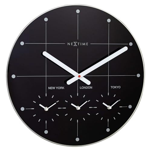 NeXtime Silencieux Black Verre Big City Wall Clock 43cm